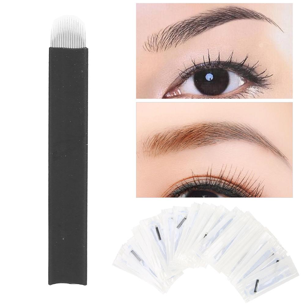 50pcs Eyebrow Microblading Needles Blade Fine Tattooing Permanent Makeup Blades 0.18mm(16‑pin )