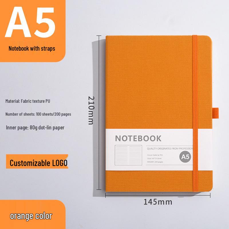 Custom A5 High-Quality Business Notebook with Strap and Logo Printing 