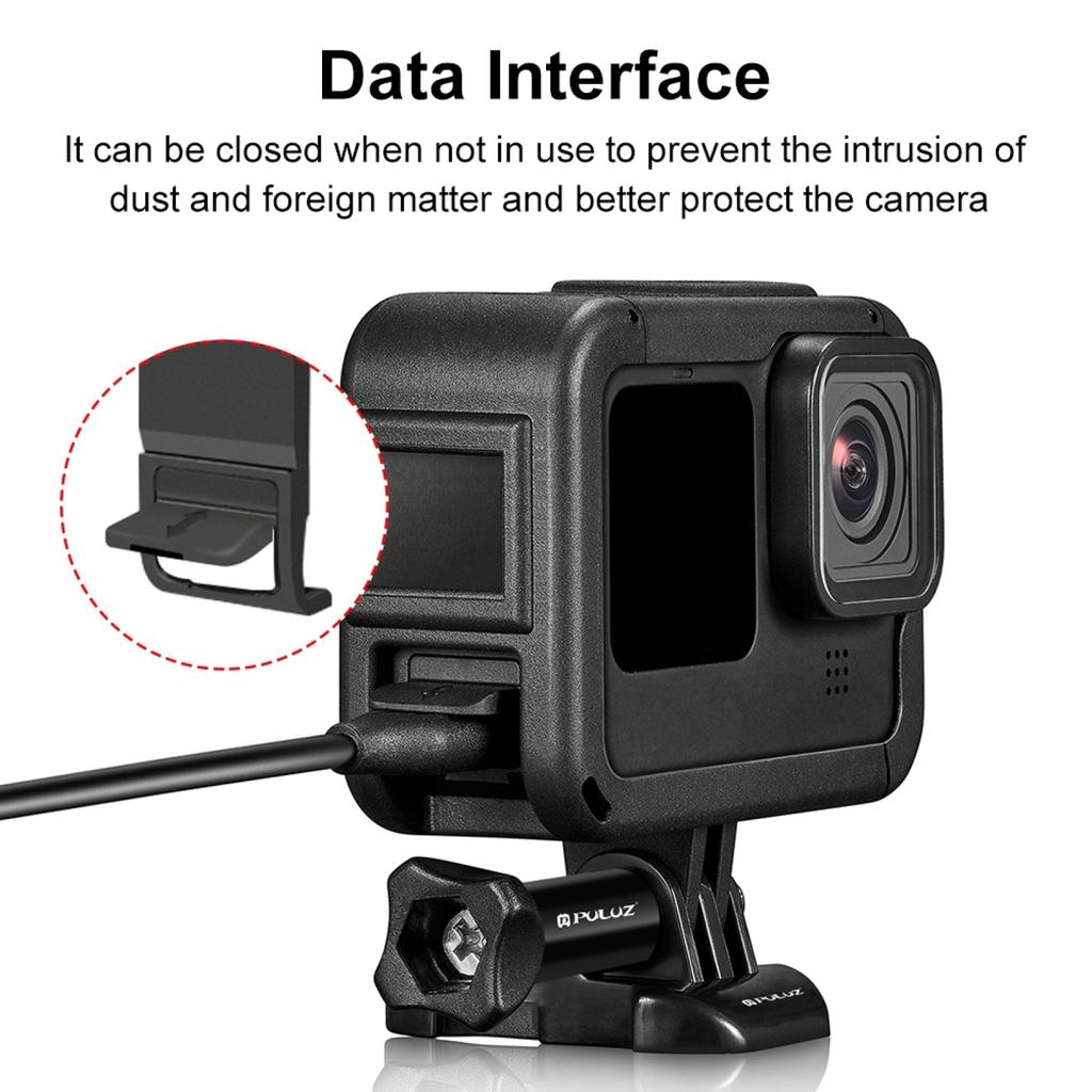 PULUZ PU583B Protective Frame for GoPro Hero 11 Black/10 Black/9 Black Camera Cage with Charging Side Cover