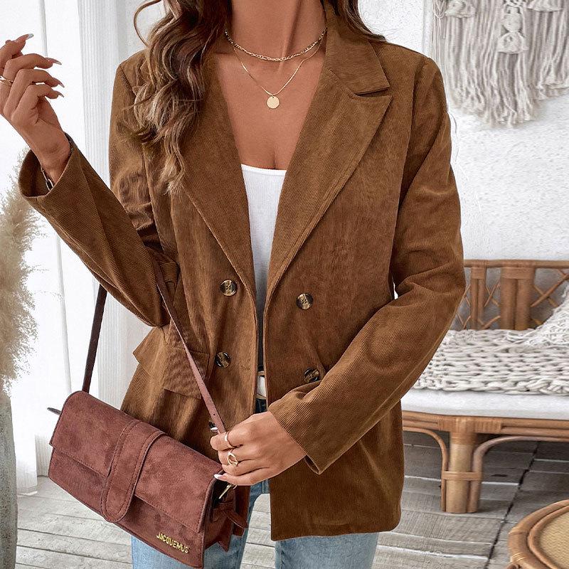 Autumn/Winter Women's European & American Solid Color Corduroy Suit Jacket