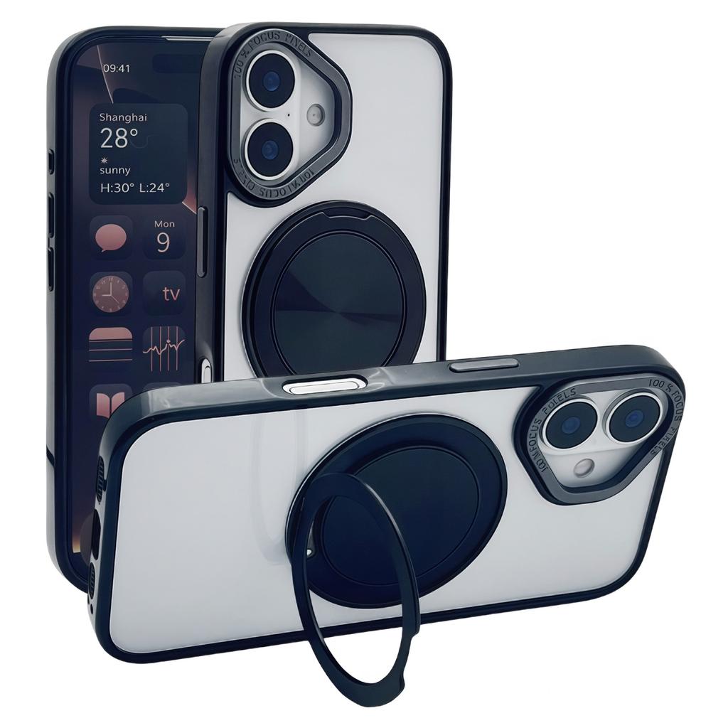 Für iPhone 16 Magnetische Hülle Acryl TPU Handy Rückseite mit Ständer