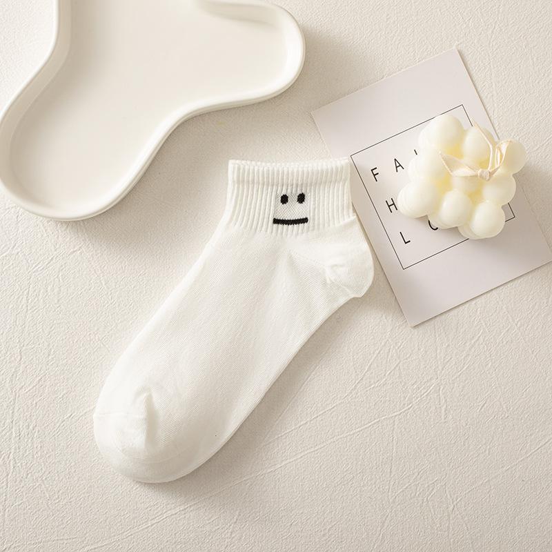 Unisex Joyful Face Ankle Socks - Breathable, Comfortable, and Stylish Solid Color for All Seasons