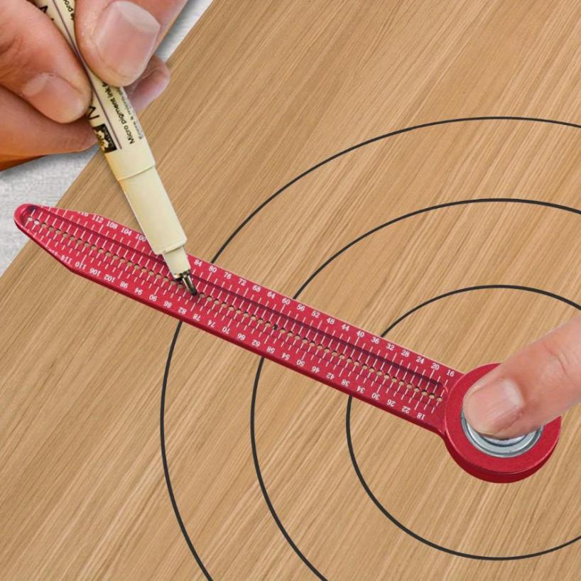 Wooden Tools Aluminum Alloy Concentric Axis Drawing Compass Woodworking Mini Ruler Marking Tool Woodworking Positioning Ruler