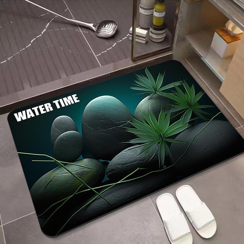 3D Floor Mat with Pebble Print for Household Bathroom and Non Slip Quick Drying Foot Pad