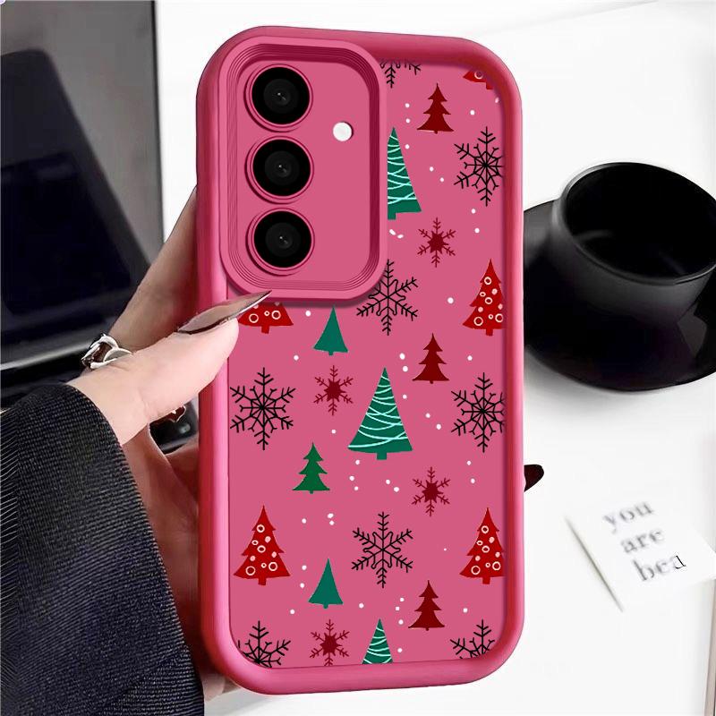 For Samsung Galaxy S25 Edge S24 Ultra S23 S22 Plus S21 FE A16 A26 A17 A35 A36 A54 A55 A56 5G Capa Christmas Tree Snowflake Case