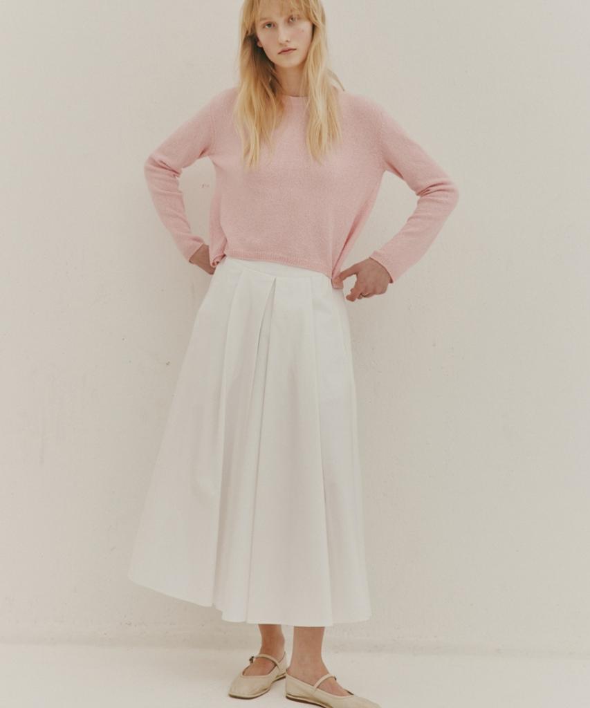 Okuka Cotton Full Skirt - White
