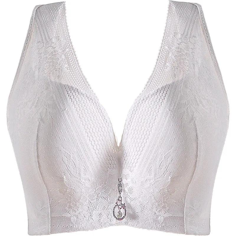 

Нижнее белье больших размеров DE, бюстгальтер пуш-ап, женский бюстгальтер на косточках, широкие бретельки, тонкий цветочный сексуальный бюстгальтер без косточек, нижнее белье больших размеров, бюстгальтеры пуш-ап для женщин 42/95D белый