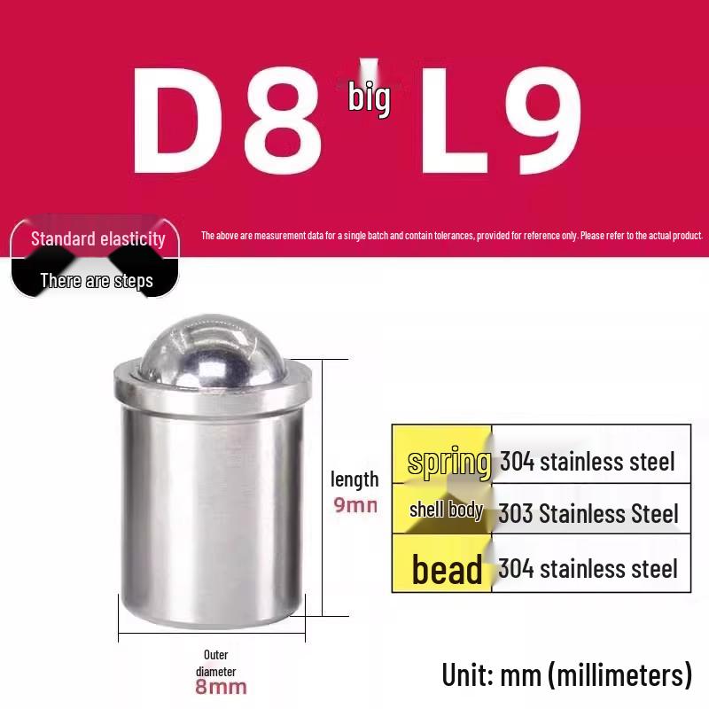 304 Stainless Steel Spring-Loaded Ball Plunger with Limit Screw