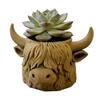 Highland Cow Planter 3D Printed Cute Animal Flower Pot Mini Cow Plant Container for Indoor Outdoor Desk Patio Garden Decor
