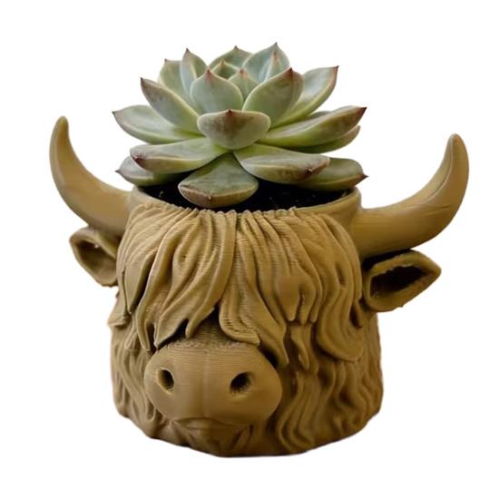 

Highland Cow Planter 3D Printed Cute Animal Flower Pot Mini Cow Plant Container for Indoor Outdoor Desk Patio Garden Decor дубильна кора