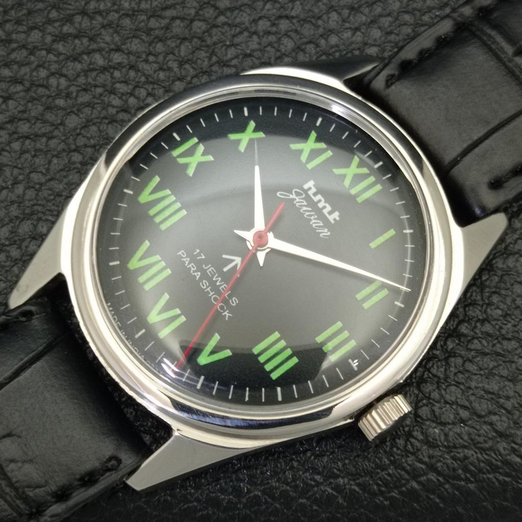 VINTAGE HMT JAWAN HAND-WINDING INDIAN MENS BLACK COLOR DIAL WATCH A700106-5