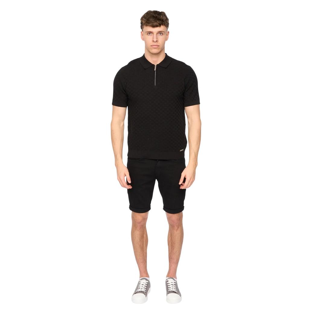 Duck and Cover Mens Danvers Knitted Quarter Zip Polo Shirt