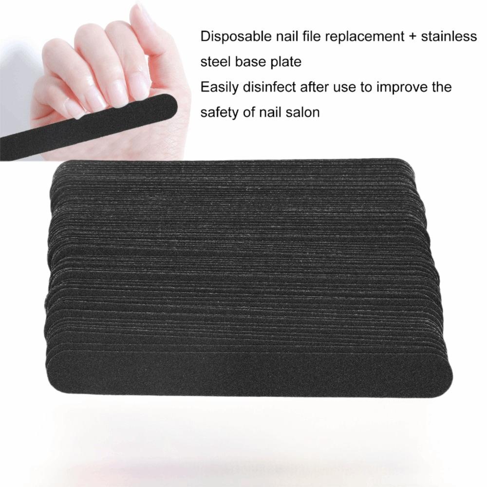 100pcs Reusable Base Plate Disposable Abrasive Strip Emery Board Nail Files  Home Use