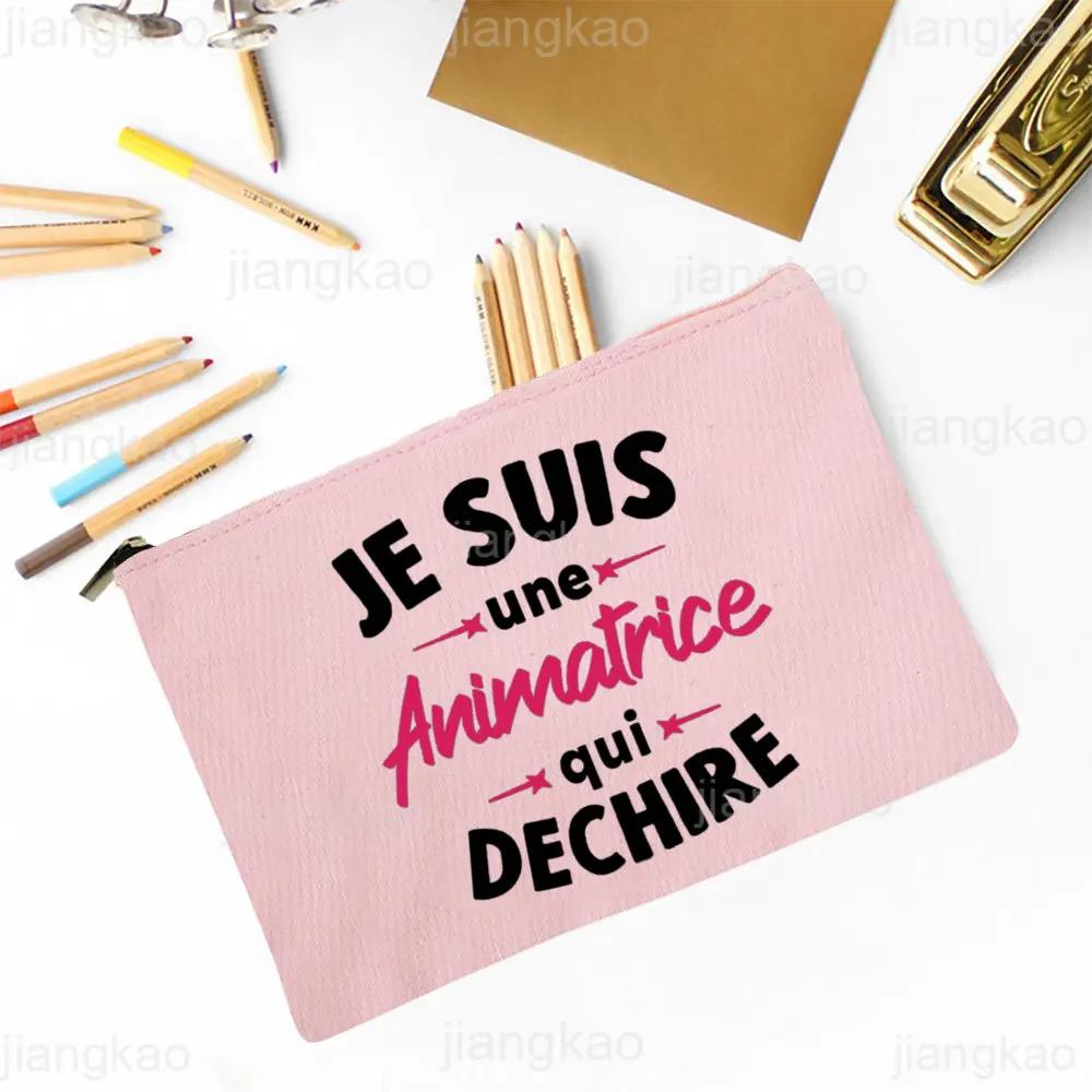 

Super Animatrice French Print Makeup Bags Women Cosmetic Case Travel Toiletries Organizer Female Wash Pouch Pencil Bag best Gift