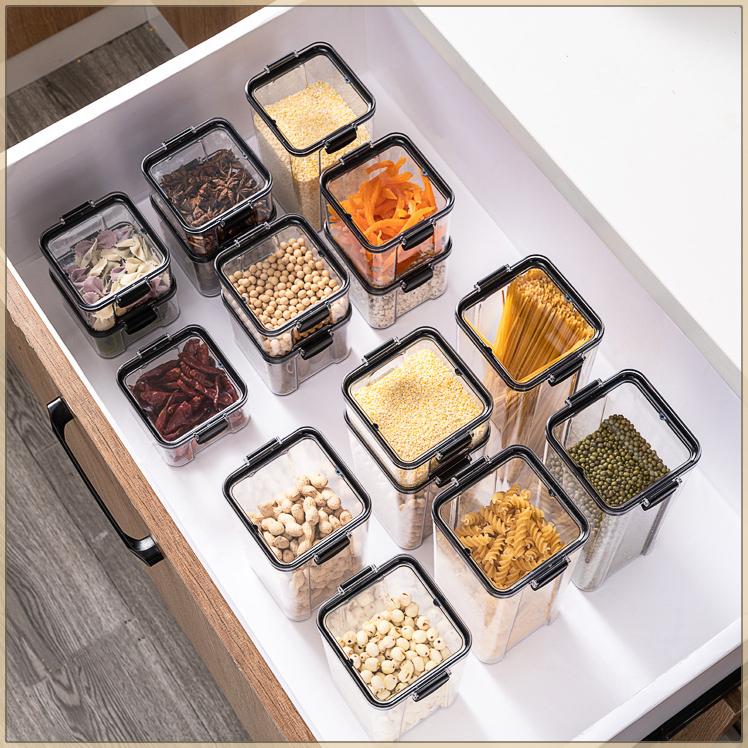 Transparent Plastic Sealed Canister Home Food Storage Container Grain, Nuts, and Spice Storage Jar