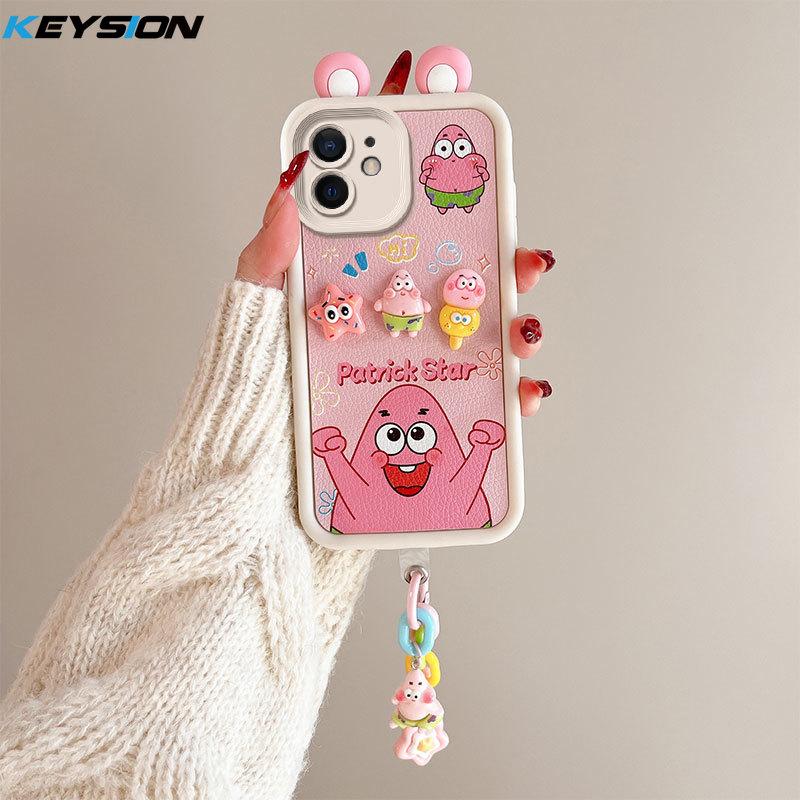 KEYSION Cute Ear 3D Cartoon Case for iPhone 11 with Bracelet Soft Silicone Shockproof Phone Back Cover for iPhone 11