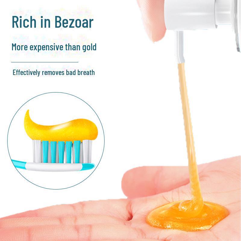 Doctor Jian's Gold Toothpaste: Cleans, Strengthens, Removes Stains, Eliminates Odors, and Refreshes Breath.