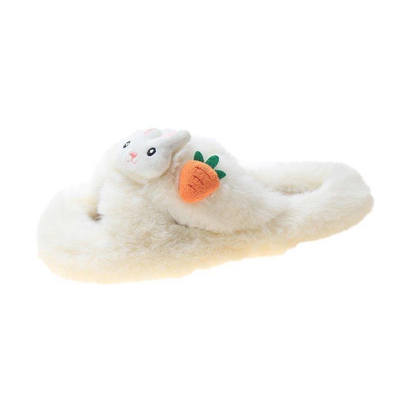 

Muffin stepping on shit fluffy slippers autumn and winter new outer wear women s fashion advanced cross soft bottom light luxury light leisure 35