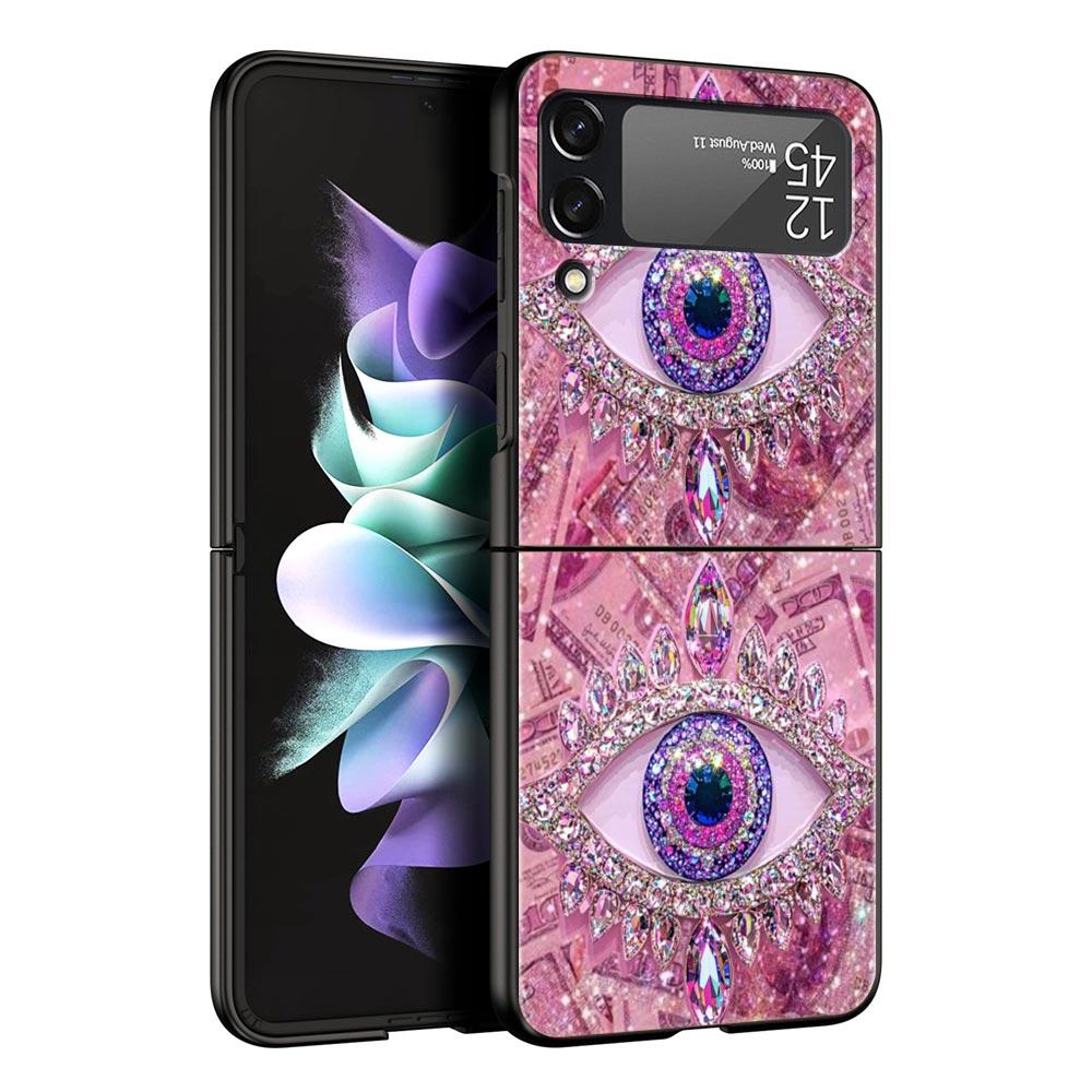 Fashion Eyelashes Eyes Hard PC Phone Case For Samsung Galaxy Z Flip 7 6 5 4 Black Cover For Galaxy Z Flip3 Foldable Fundas Shell
