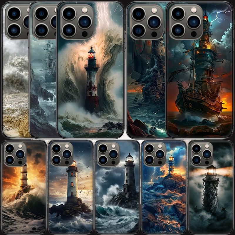 Lighthouse Phone Case For Iphone 16 15 Plus 13 12 Mini 17Air 16E 11 14 Pro 17 Pro Max Cover Shell Coque Soft Clear Capa Cute Fun