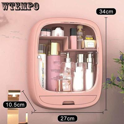 Nástěnný úložný box na make-up do koupelny Bez perforace Velkokapacitní úložný box na šperky Kosmetický box na péči o pleť Stojan na krásu