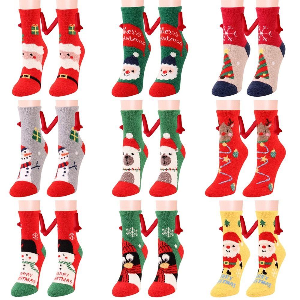 

Унисекс Рождественские носки Полиэстер Хлопок Рука в Руке Носок Новые Магнитные Носки Руки Рождество