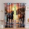 2Pcs Art Deco Horse Pattern Window Curtains for Living Room Bedroom HD Digital Printed Fade Resistant Polyester Drapes Home Deco