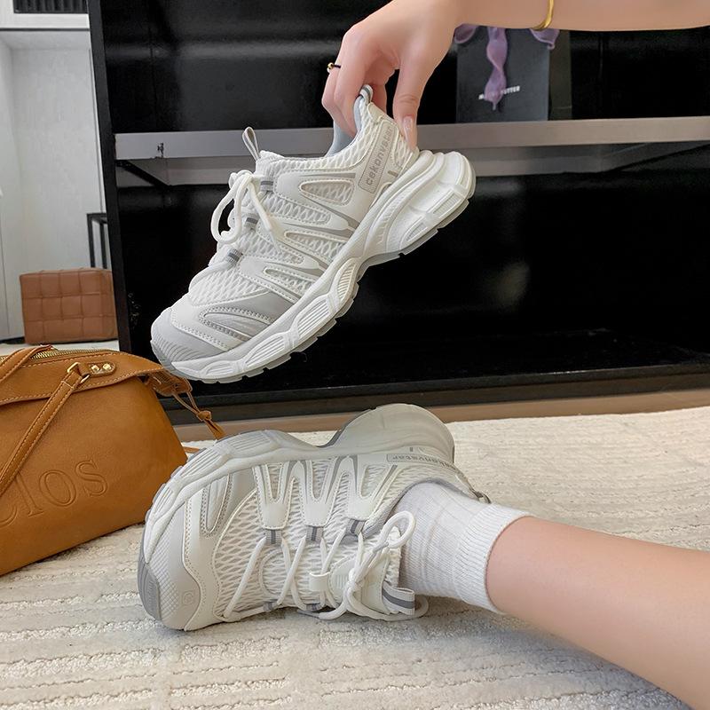 Mesh Breathable Thick-soled Dad Shoes for Women In Summer 2025 New Versatile Height-increasing Casual Sports Shoes Trendy Dad Shoes