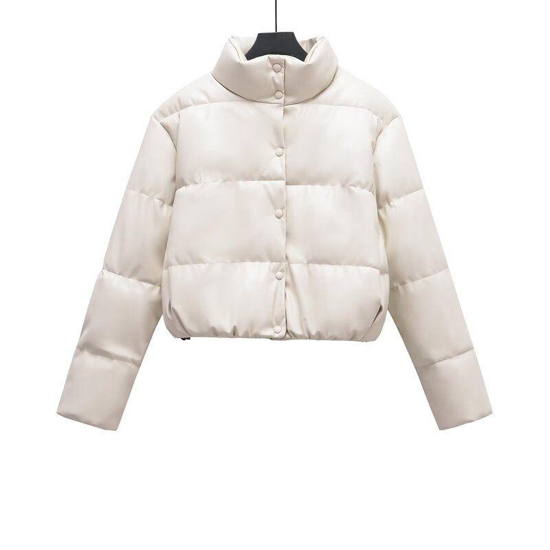 

Модный стиль Зима Новая женская одежда Легче всего сочетать Похудение Черный Искусственная кожа Хлопковая куртка Верхняя одежда 3427793 800 White L