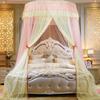 Elegant Blonder Seng Baldakin Myggnett Dome Hengende Blonder Insektsnett Kryptering Heving Tak Princess Dome Court