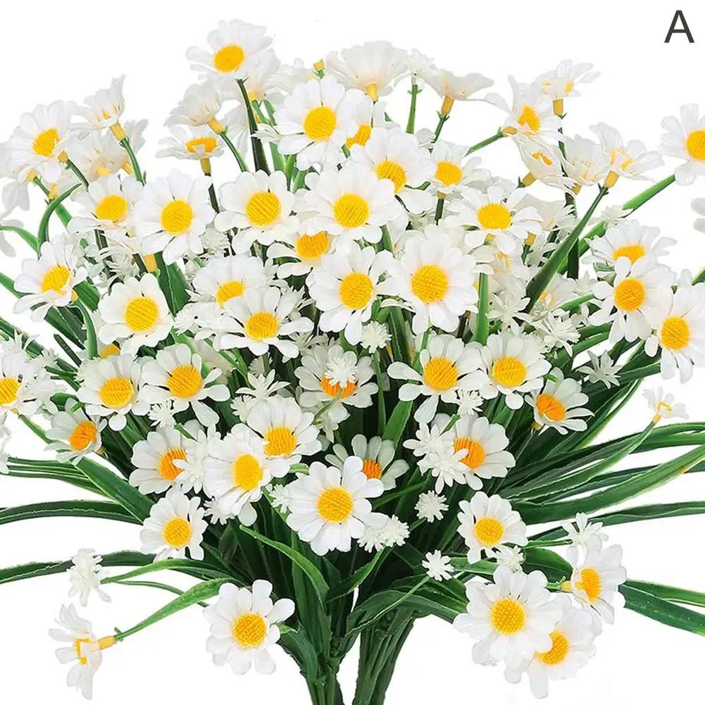 

Outdoor UV Resistant Artificial Daisies Flowers Fake Foliage Plants Shrubs for Window Box Hanging Farmhouse Decor Indoor & N3I2