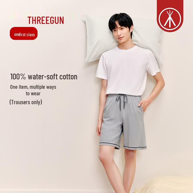 ThreeGun Men s Pure Cotton Lounge Sleep Shorts L