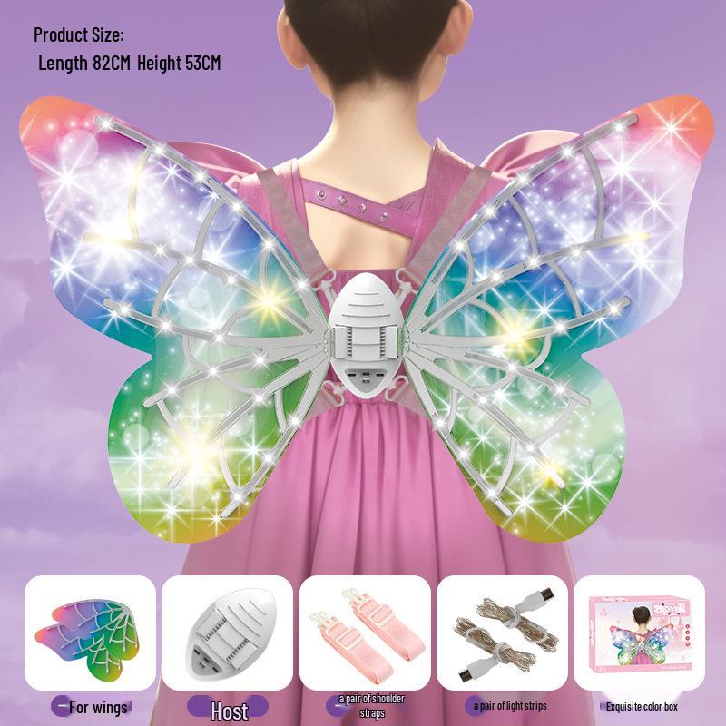 Children's Luminous Angel Feather Wings - Electric Butterfly Back Decoration for Girls' Birthdays