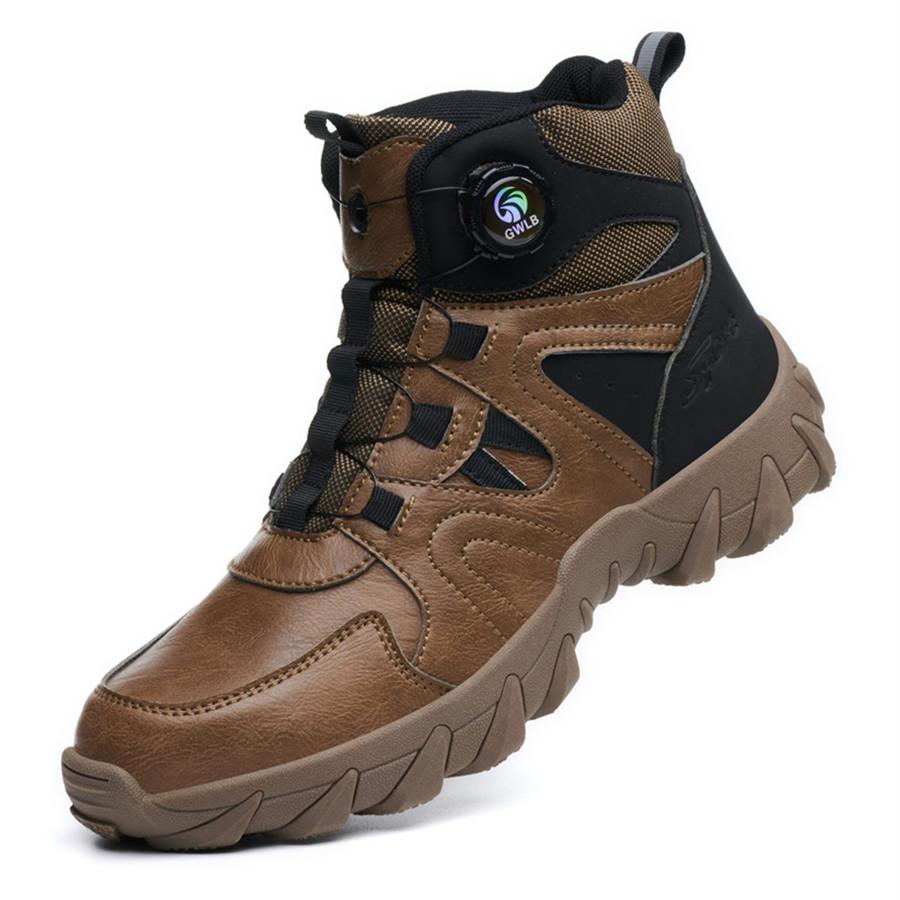 safety shoes with rotary button high Work Boots Men Steel Toe Shoes Puncture-Proof Protective Indestructible Shoes Male Footwear
