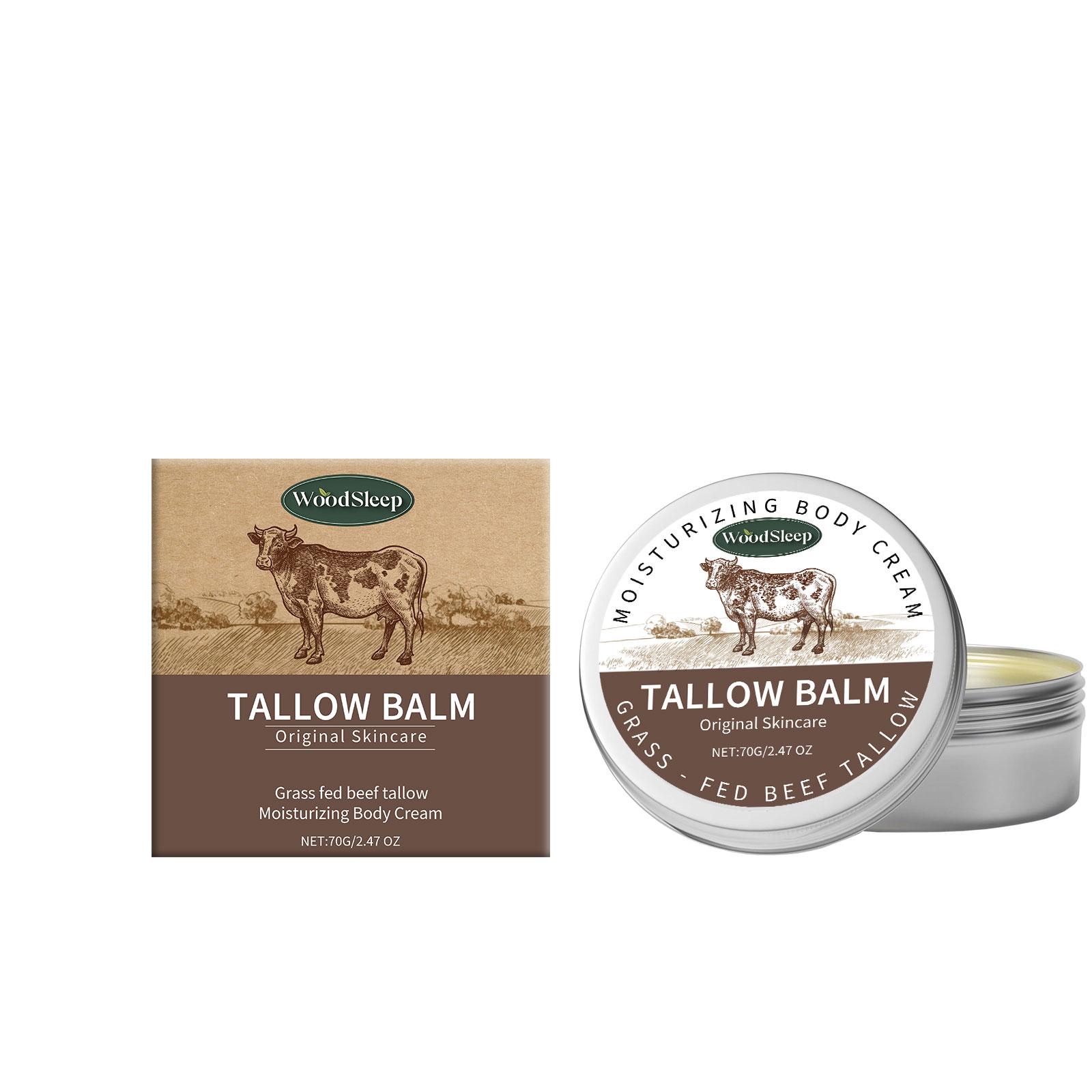 Baume de suif de bœuf nourri à l'herbe Woodsleep Raffermir la peau Raffermissement Rajeunir la barrière cutanée Soin réparateur Nourrir Hydratant Crème pour le corps beige