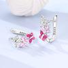 925 Silver Hoop Earrings Bow Bee Cherry Butterfly Feather CZ Zircon Earrings For Women DIY Making Jewelry Gift