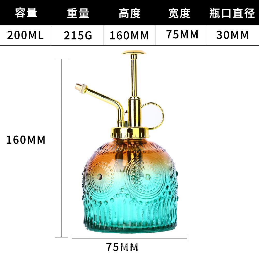 European Colorful Embossed Glass Watering Can Home Gardening Watering Sprinkler Kettle Succulent Plant Spray Can Gardening Decor