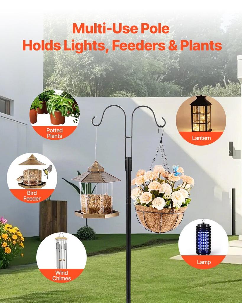 Double Shepherds Hook 8 Pack 1950mm Heavy Duty Bird Feeder Pole