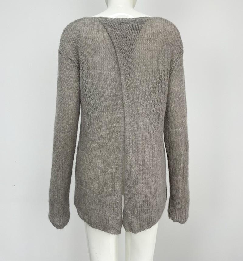 Женский однотонный свитер с длинными рукавами — фото 4