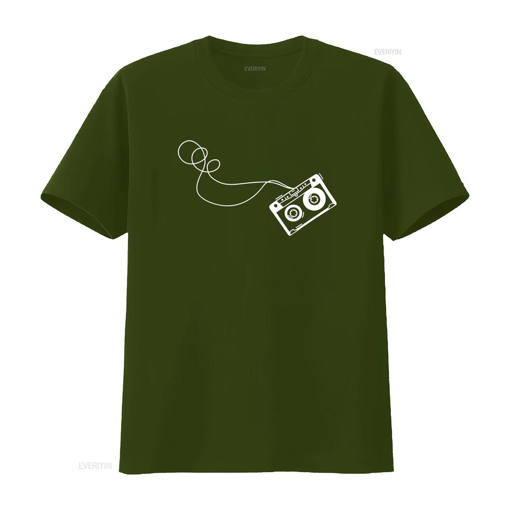 Mens Retro Music Cassette Sketch Vintage Audio Drawing T Shirt L to 5XL vintage Washed Versatile designer clothes streetwear