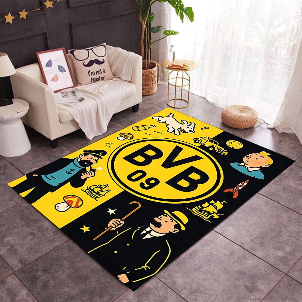 Χαλάκια Αντιολισθητικά με Θέμα Splatter Art - Λογότυπο Bvb 09 - Διακόσμηση Σπιτιού από Πολυεστέρα, Κατάλληλα για Υπνοδωμάτια, Σαλόνια, Εισόδους, Στούντιο και Διακοσμήσεις