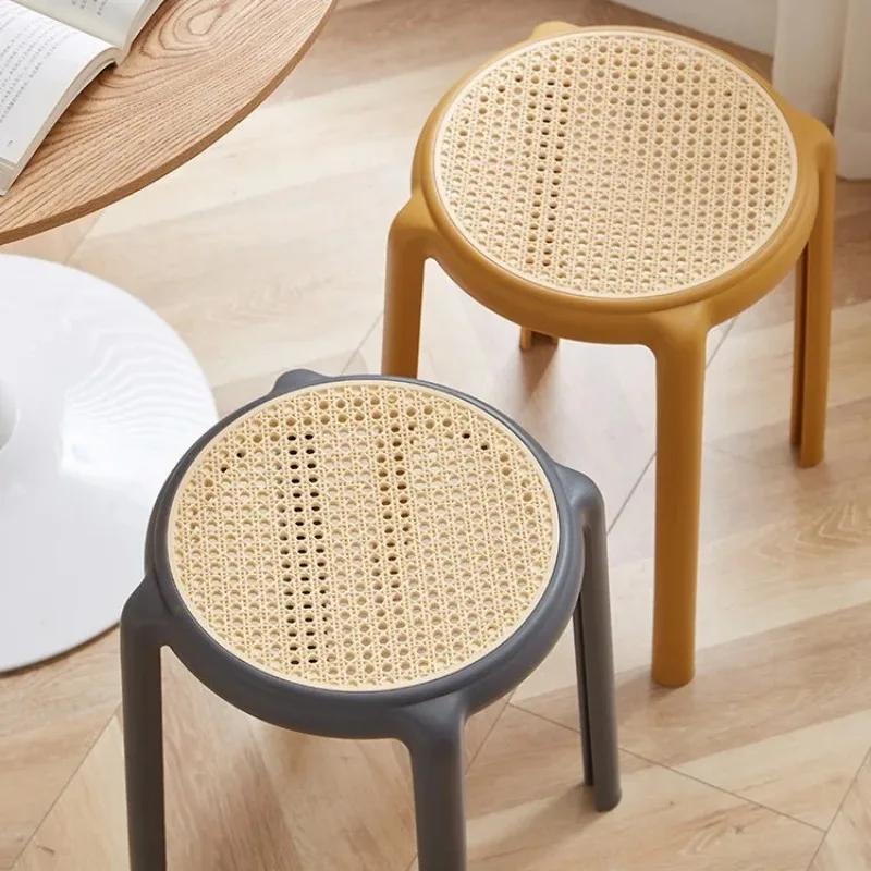 Scaun din ratan imitație nordică din plastic, creativ, pentru sufragerie, scaun rotund pentru bucătărie, scaune de sufragerie, mobilier personalizat