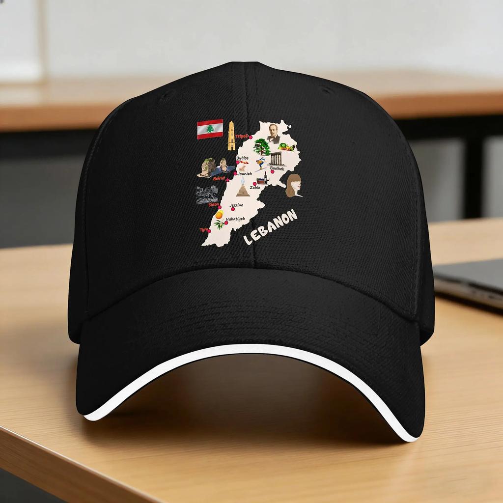 Lebanon Flag Map Sun Baseball Cap Spring Unisex Adult Smile With Love Print Trucker Hat Adjustable Running Hippie Baseball Caps