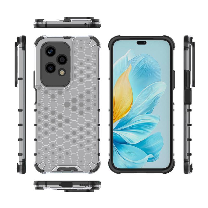 Shockproof Transparent Case For Honor 200 Lite Honeycomb Armor Back Case Honor 200 Lite Case Cover For Honor 200 Lite 6.7 Inch