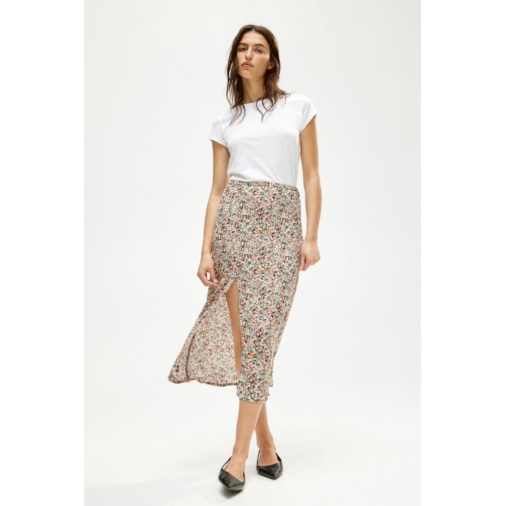 

Юбка из крепа HM светло-розового цвета с цветочным узором