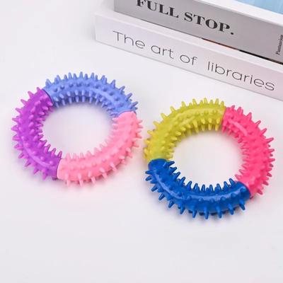 Pet Dog Toys Rubber Thorn Ring Bite Resistant Tooth Cleaning TPR Molar Chew Toys for Dogs Interactive Training Dog Accessories