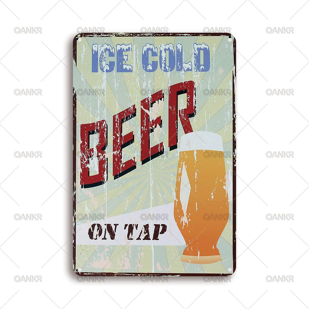 

Vintage Beer Poster Metal Tin Sign Ice Cold Beer On Tap Wall Art Posters Metal Signs for Cave Pub Bar Home Wall Decor Plaque 20x30cm（7.8x11.8inch）
