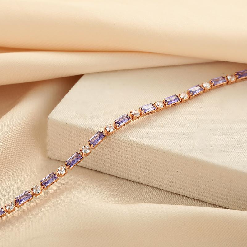 Light luxury purple crystal bracelet women's imitation moissanite small temperament hand jewelry
