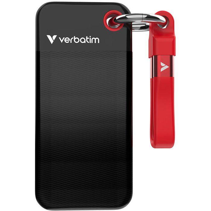 Disque SSD externe - VERBATIM - Pocket - 2 To - Noir / Rouge