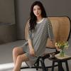 Black and white striped cool pajamas women's summer thin modal short-sleeved shorts casual wear loungewear suit